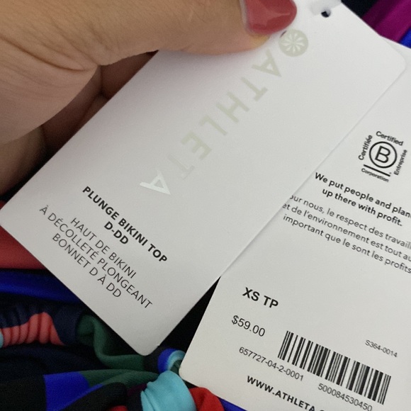 ❤️ Athleta Plunge Bikini Top D-DD // Tossed Floral Dress Blue - Picture 7 of 8